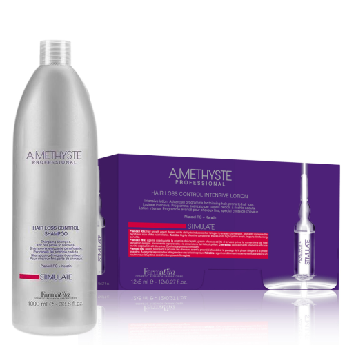 Комплект ампули и шампоан за стимулиране на растежа и против косопад Farmavita Amethyste Stimulate Hair Loss Control 1000/12X8ML Комплект ампули и шампоан за стимулиране на растежа и против косопад Farmavita Amethyste Stimulate Hair Loss Control 1000/12X8ML