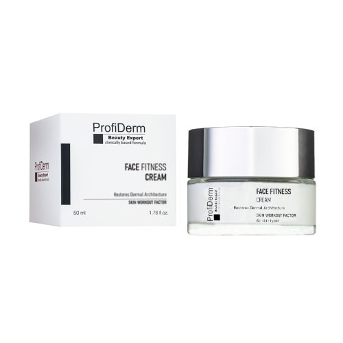 Стягащ и моделиращ фейс фитнес крем с екзозоми и пептиди Profiderm Face Fitness Cream, 50мл Стягащ и моделиращ фейс фитнес крем с екзозоми и пептиди Profiderm Face Fitness Cream, 50мл
