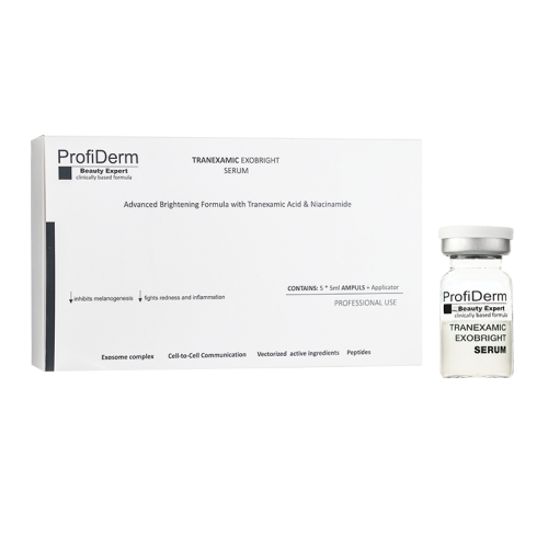 Изсветляващ серум с екзозоми и транексамова киселина Profiderm Tranexamic Exobright Serum, 5 x 5мл. Изсветляващ серум с екзозоми и транексамова киселина Profiderm Tranexamic Exobright Serum, 5 x 5мл.