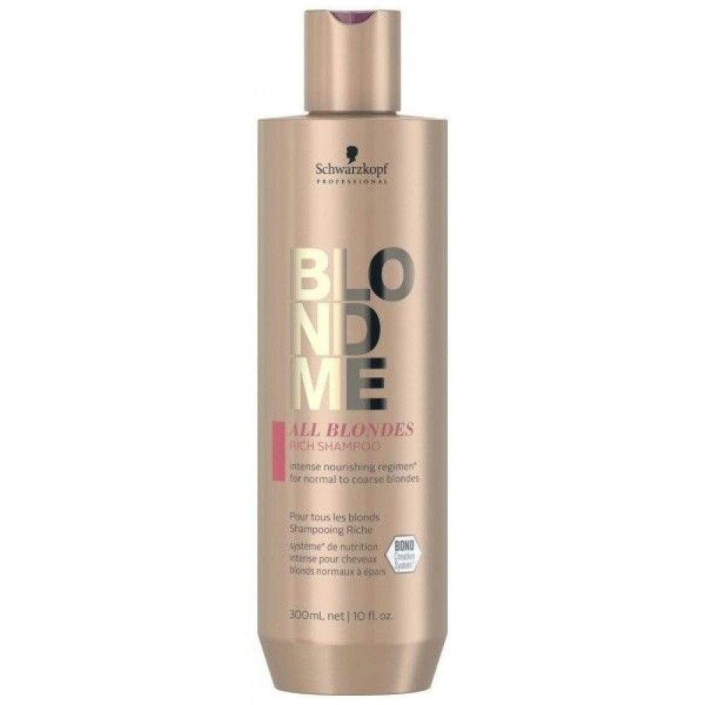 Интензивен подхранващ шампоан за увредена руса и изсветлена коса Schwarzkopf Professional BlondMe All Blondes Rich Shampoo 300ml