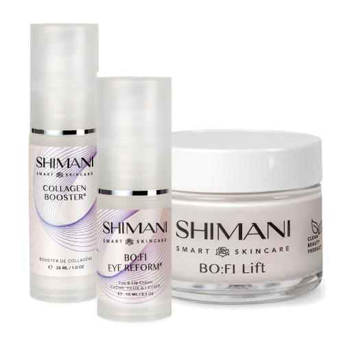 Лифтинг комплект Shimani - серум-бустер с колаген и пептиди 30 мл + крем за околоочен контур и устни 15 мл + лифтинг крем с колаген и бабасу 50 мл Лифтинг комплект Shimani - серум-бустер с колаген и пептиди 30 мл + крем за околоочен контур и устни 15 мл + лифтинг крем с колаген и бабасу 50 мл