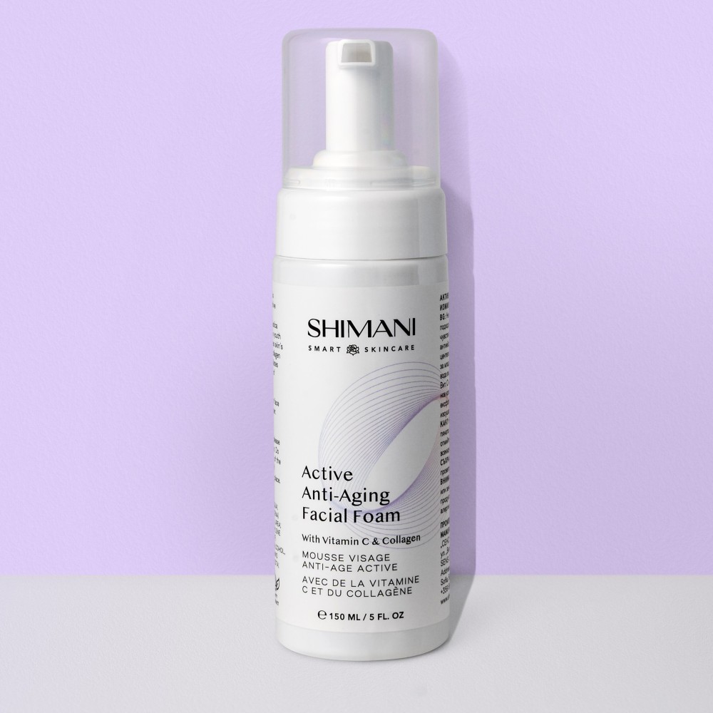 Измивна пяна за лице с витамин Ц и колаген Shimani Bo:Fi Active Anti-Aging Facial Foam, 150 мл