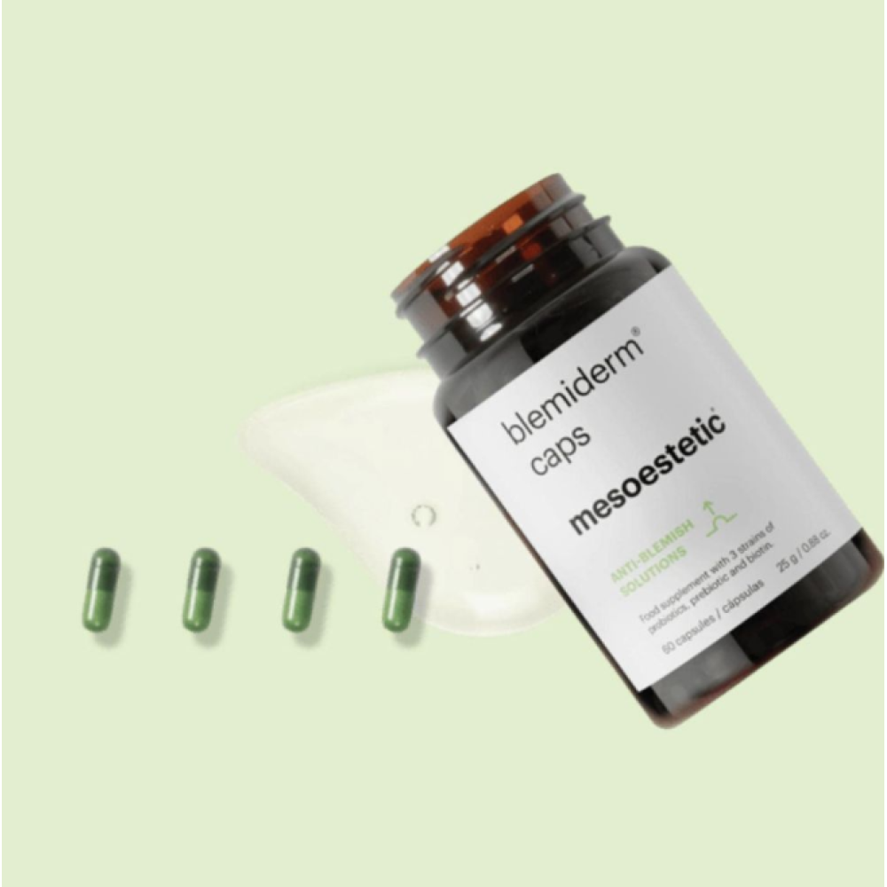 Хранителна добавка за кожа, склонна към акне и несъвършенства Mesoestetic Blemiderm® Caps, 60 капс.
