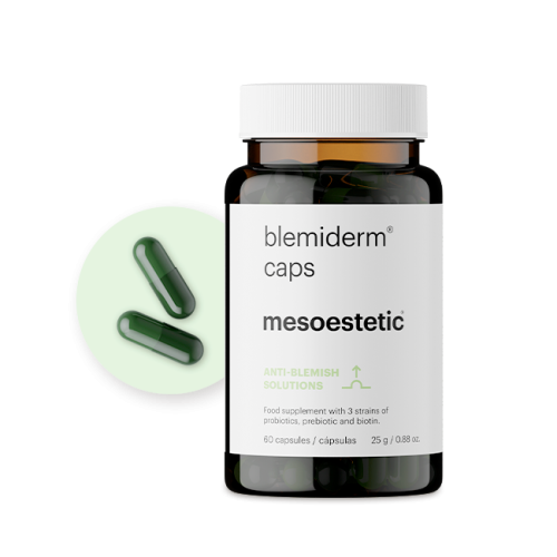 Хранителна добавка за кожа, склонна към акне и несъвършенства Mesoestetic Blemiderm® Caps, 60 капс.