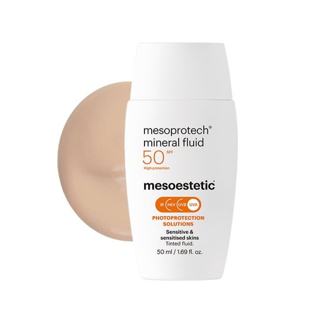 Минерален слънцезащитен крем за лице Mesoestetic mesoprotech® mineral fluid SPF 50+, 50 мл.